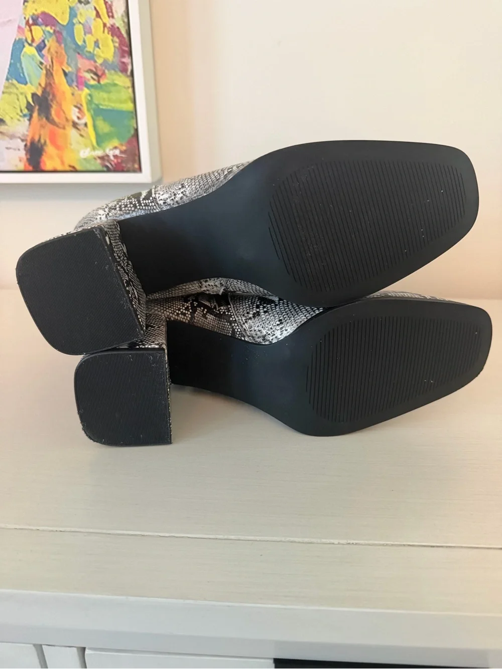 Madden Girl Grey & Black Snakeprint Booties, Size 8